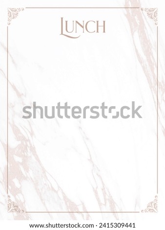 Menu card layout with space for your text. Elegant marble background, retro-style frame and LUNCH wording.
