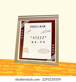 the menu for sliced pizza in a cafe provides the foundation for an illustration regarding pizza - Powered by Shutterstock