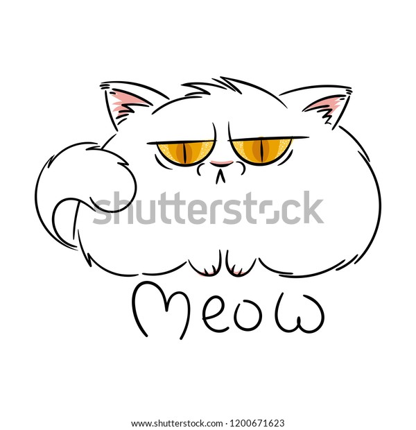 Meow Angry Furry Cartoon Cat Cute のイラスト素材