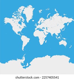 Mercator projection world map include antartica