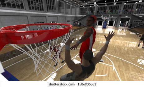 Merciless And Mean Dunk From High School Basketball Player Dominating The Game 3d Render