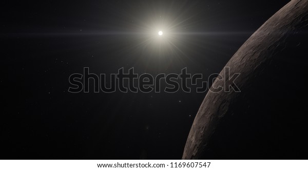 Mercury planet (Elements of this image\
furnished by NASA) solar lens flare 3D\
illustration