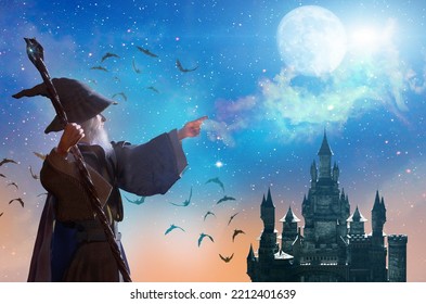 Merlin Wizard  Figure  Halloween Background Render 3d Illustration