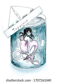 Mermaid in glass jar