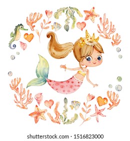 Download Cute Watercolor Mermaid Hd Stock Images Shutterstock