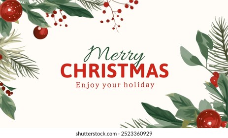 Merry Christmas banner template. Minimal Christmas celebration wallpaper design template. Red and gold Christmas border, minimal quote wallpaper. Minimal festive Christmas wallpaper template. - Powered by Shutterstock