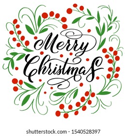 Christmas Decoration Wreath Merry Christmas Letter Stock Vector ...