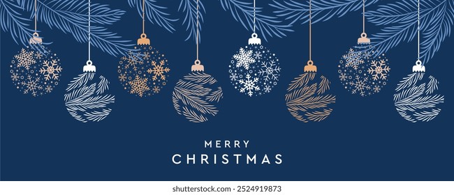 merry christmas card with hanging ball decoration - Powered by Shutterstock