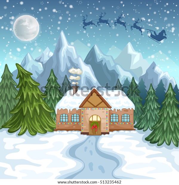 Merry Christmas Card Illustration Christmas House Stock Illustration ...