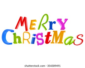 Merry Christmas Colored Text Isolated On Stock Illustration 354309491 ...
