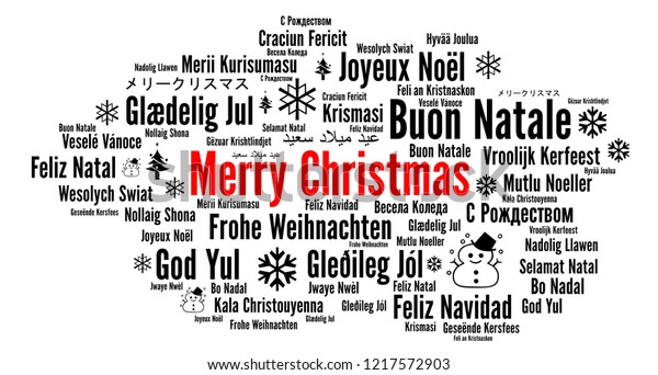 Merry Christmas Different Languages Word Cloud Stock Illustration