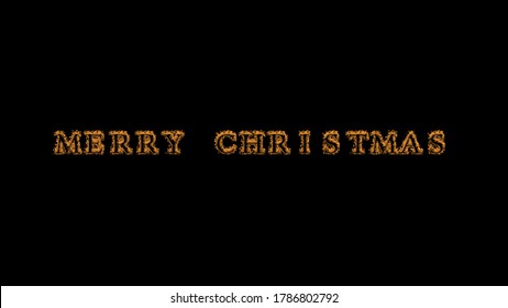 Merry Christmas Fire Text Effect Black Background. Animated Text Effect With High Visual Impact. Letter And Text Effect. Alpha Matte. 