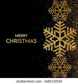 Elegant Christmas Background Shining Gold Snowflakes Stock Vector ...