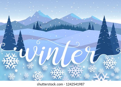 Winter Wonderland Banner Vector Illustration Greeting Stock Vector ...