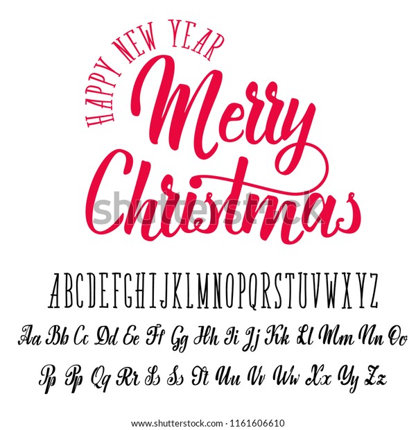 Merry Christmas Handwritten Latin Alphabet Can Stock Illustration 1161606610