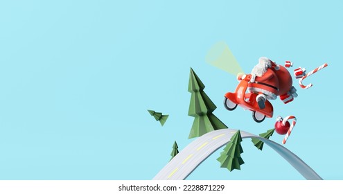 Merry Christmas and Happy New Year. Santa clause delivery. 3d rendering - Powered by Shutterstock