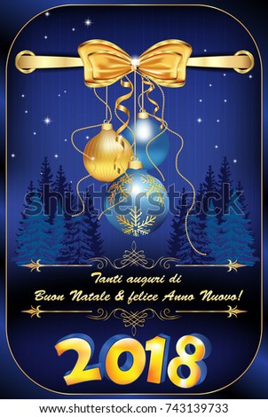 Merry Christmas Happy New Year Italian Stock Illustration 743139733