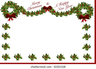 Merry Christmas Holly Garland And Wreath Stationary