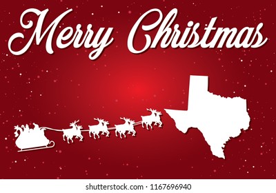A Merry Christmas Illustration with Santa landing in the State of Texas