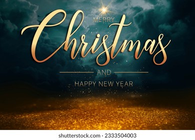 merry Christmas. luxury golden text .dramatic sky from haven. - Powered by Shutterstock