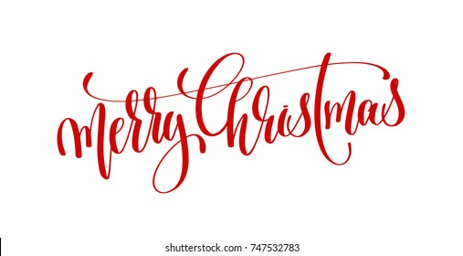 merry christmas red hand lettering inscription to winter holiday design, calligraphy raster version illustration