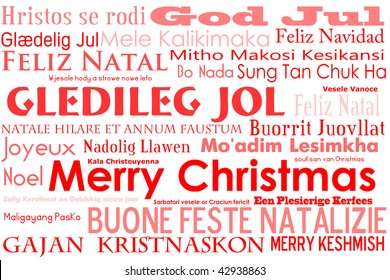 A merry christmas tag cloud with many different languages saying merry christmas