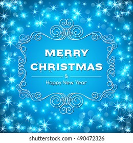 merry christmas text message decorative frame stock illustration
