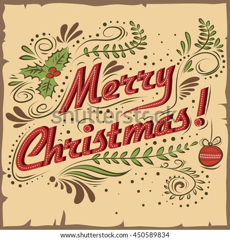 Merry Christmas Vintage Christmas Greeting Card Stock Illustration 450589834 - Shutterstock