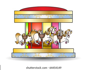 Merry Go Round Illustration On Isolated Background