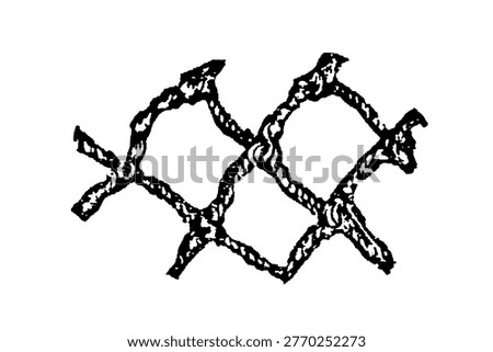 Mesh cells, uniform network of interconnected cells as found in chainmail, nets, or wire mesh, old vintage illustration, 1897.