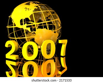 Mesh Globe With 2007 In 3d