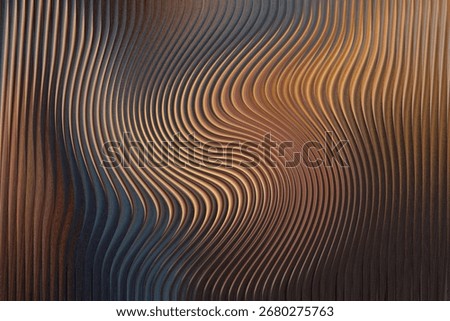 A mesmerizing abstract background featuring undulating waves of warm brown and cool blue tones, creating a sense of depth and movement