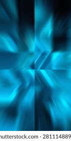 A mesmerizing abstract composition of blue light streaks forming symmetrical patterns and reflections.