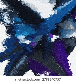 A mesmerizing abstract composition featuring deep cosmic blues, purples, and swirling textures evoking space and energy