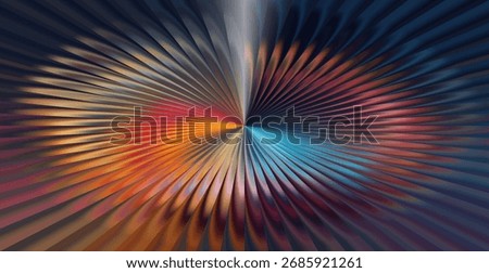 A mesmerizing abstract composition featuring a radial pattern that expands outwards, showcasing a stunning gradient of vibrant colors and dynamic light effects, creating a sense of energy and motion.