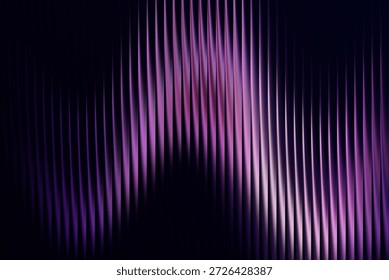 A mesmerizing abstract composition showcasing vertical lines that blend from a rich purple to soft pink and bright white, suggesting a futuristic and otherworldly ambiance.