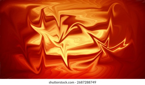 A mesmerizing abstract digital artwork showcasing intense red and gold swirls, reminiscent of flames or molten metal. The dynamic fluid patterns and vibrant colors create a powerful and energetic visu