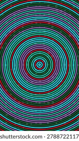 A mesmerizing abstract image featuring concentric circles in various colors