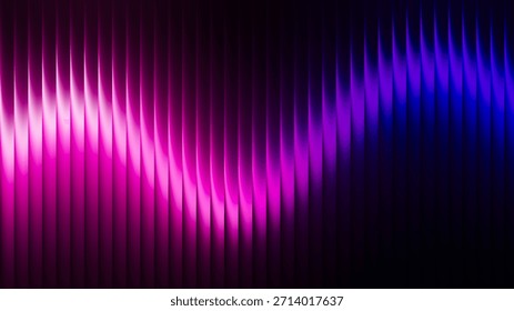 A mesmerizing abstract image featuring a vibrant pink and purple sound wave pattern on a dark background with a gradient effect transitioning from pink to purple to blue
