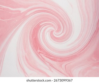 A mesmerizing abstract pattern featuring delicate swirls of soft pink and creamy white. The smooth, flowing lines create a sense of gentle movement and ethereal beauty, perfect for a calming visual.