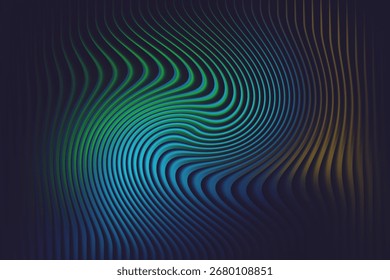 A mesmerizing abstract visual featuring a dynamic vortex of blue and green lines that swirl inwards, creating a sense of depth and movement against a dark backdrop.