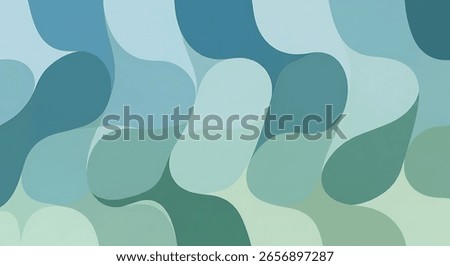 A mesmerizing array of teal and green organic shapes seamlessly blend, creating a calming and sophisticated abstract pattern ideal for design projects.