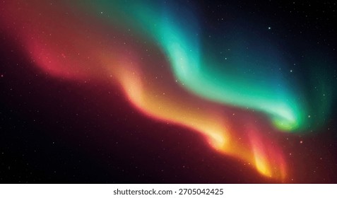 A mesmerizing aurora borealis dances across the night sky, painting a celestial masterpiece with vibrant colors. Stars twinkle in the background, adding to the cosmic beauty of this phenomenon.