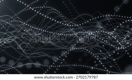 A mesmerizing digital visualization featuring an abstract network of glowing lines and dots. the intricate pattern on a dark background creates a sense of depth and movement