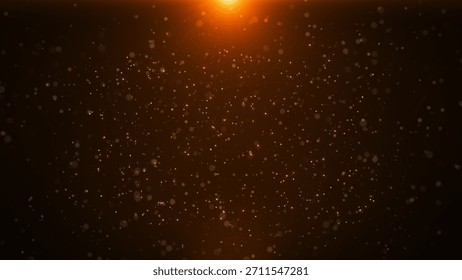 A mesmerizing display of glowing orange light particles with a bright lens flare creates a warm, enchanting atmosphere, perfect for a festive or magical theme.