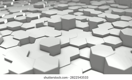 A mesmerizing display of white abstract hexagons shifting and transforming, creating an engaging backdrop for artistic endeavors.