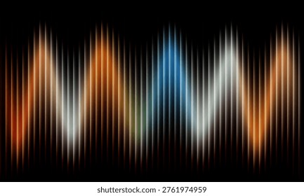 A mesmerizing multicolor sound wave pattern glows vibrantly against a sleek black background, evoking a sense of dynamic energy and cuttingedge technology in a seamless visual flow.