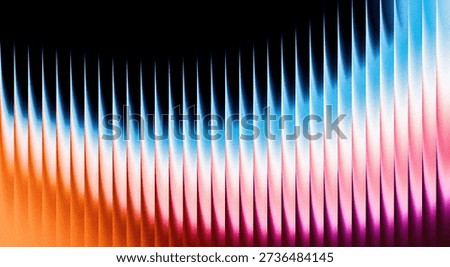 A mesmerizing visual representation of sound waves in a gradient of orange, pink, blue, and purple hues on a black background