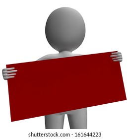 Message Board Held By Character Showing Greeting Or Announcement