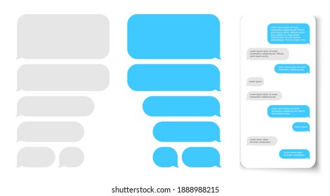 Message bubbles. Text balloon on phone dispaly. design template for messenger chat